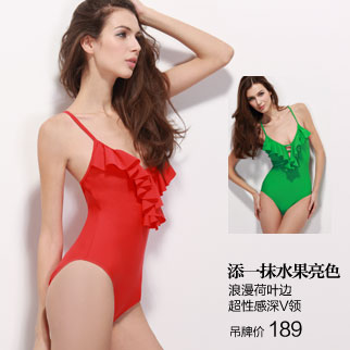 心爱连体深V泳衣