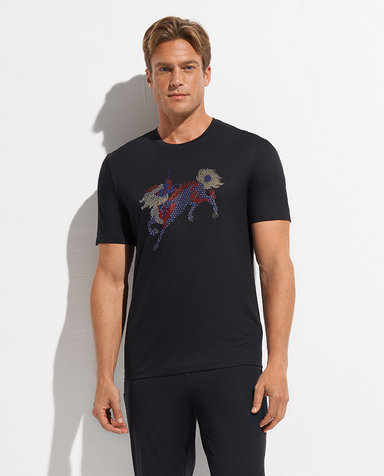 Aimer Men睡衣|爱慕先生限量创意T恤圆领短袖麒麟NS81D673