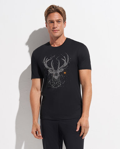 Aimer Men睡衣|爱慕先生限量创意T恤圆领短袖麋鹿NS81D671