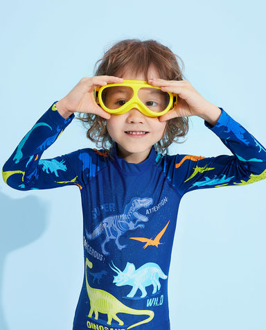 Aimer Kids泳衣|爱慕儿童恐龙家族长袖连体泳衣AK2673213