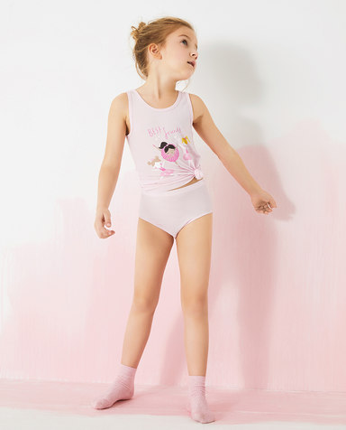 Aimer Kids内裤|爱慕儿童天使小裤MODAL印花女孩芭蕾女孩中腰三角裤AK1224091