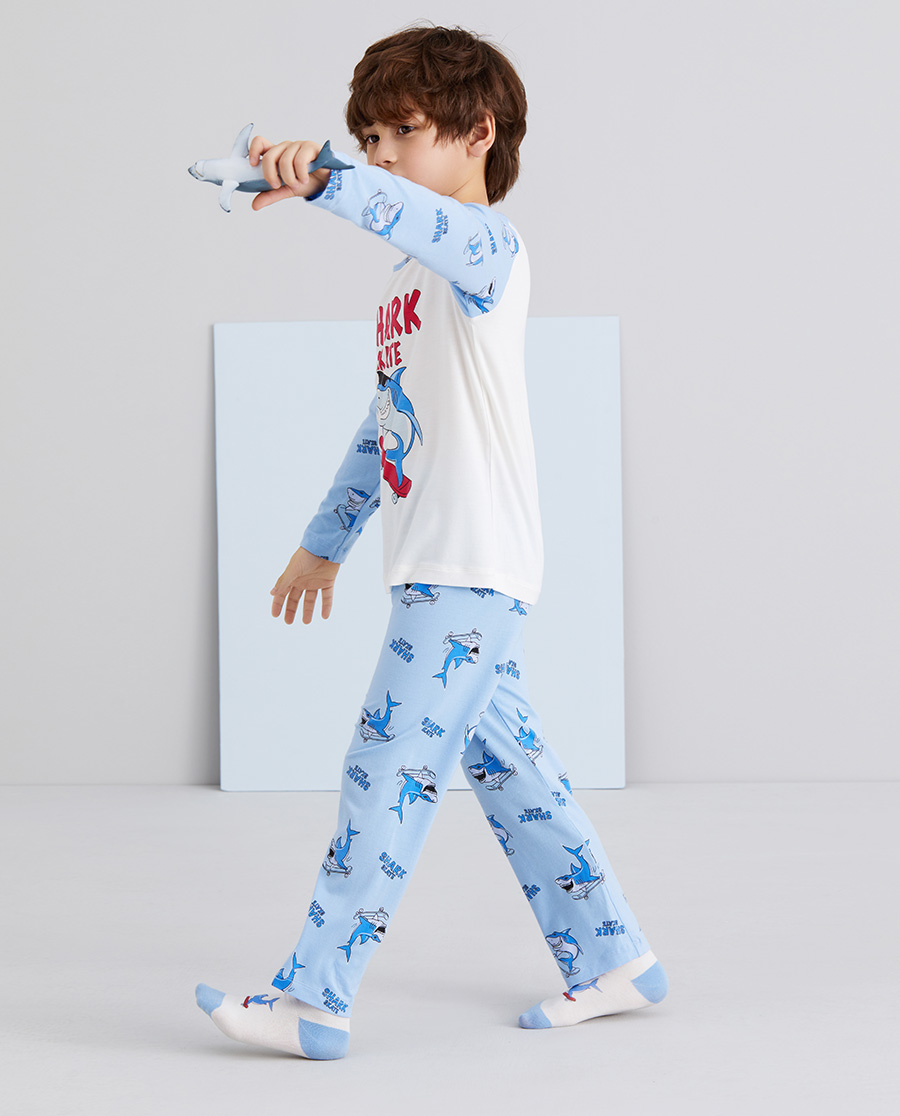Aimer Kids睡衣|爱慕儿童滑板鲨鱼男孩套头长袖睡衣AK2415091
