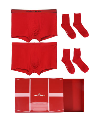 Body Wild内裤|BODY WILD 优选红品LUCKY礼盒四件套 红品内裤袜子套装 ZBN23SW1