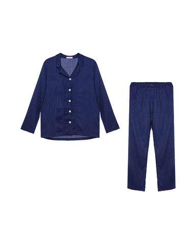 Aimer Basic睡衣|爱慕条色板女士长袖长裤分身套装AM435791