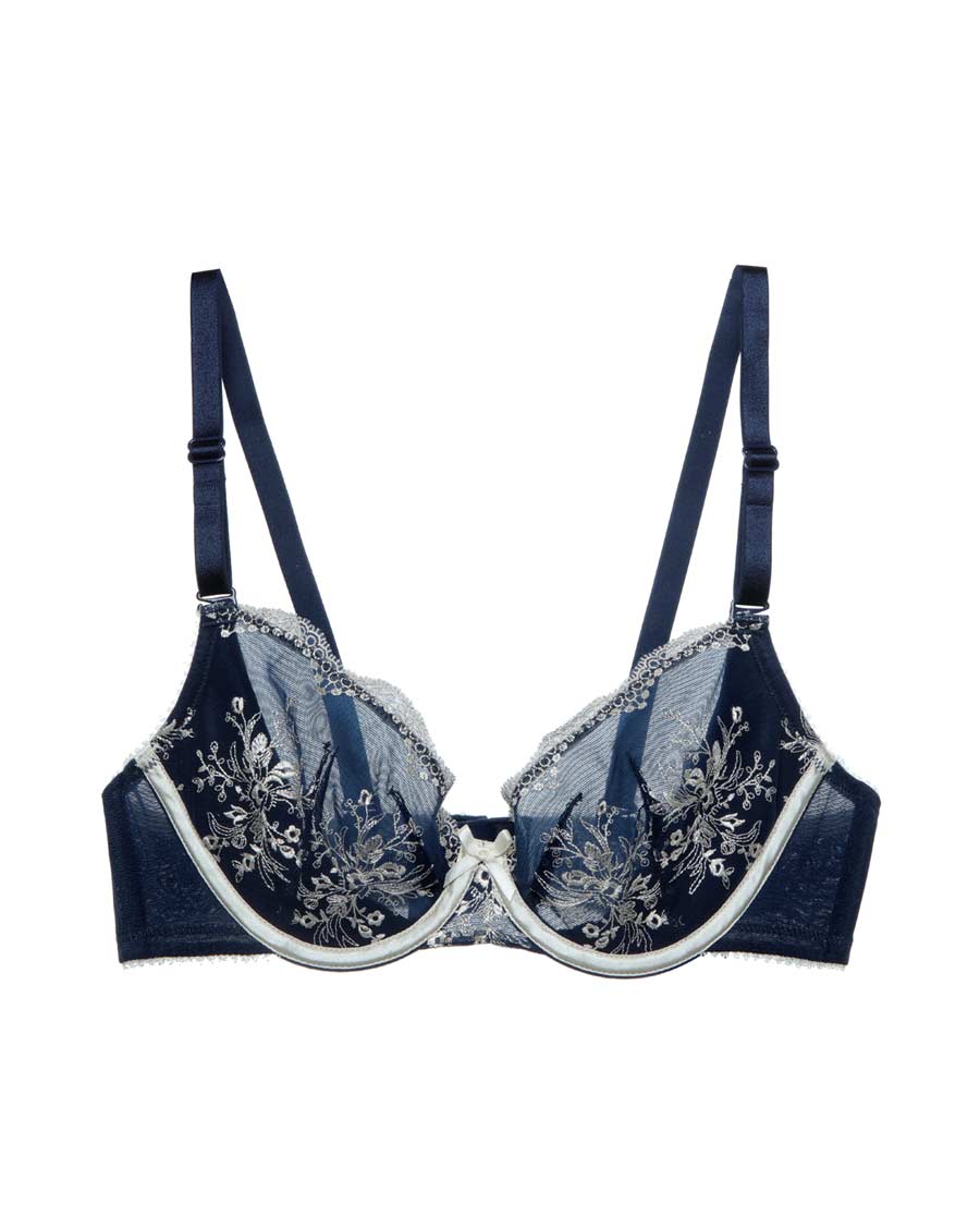 心爱名门闺秀3/4蕾丝薄杯文胸sl13e51 藏蓝色 d75