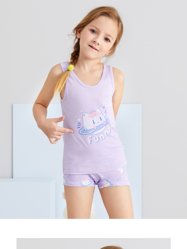 爱慕儿童天使背心棉氨纶印花女孩喵星喵语跨栏背心ak1114952