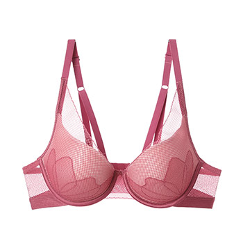 4/4全罩杯薄模杯网眼大罩杯柔软舒适清爽文胸罩am113431 紫红色 85c