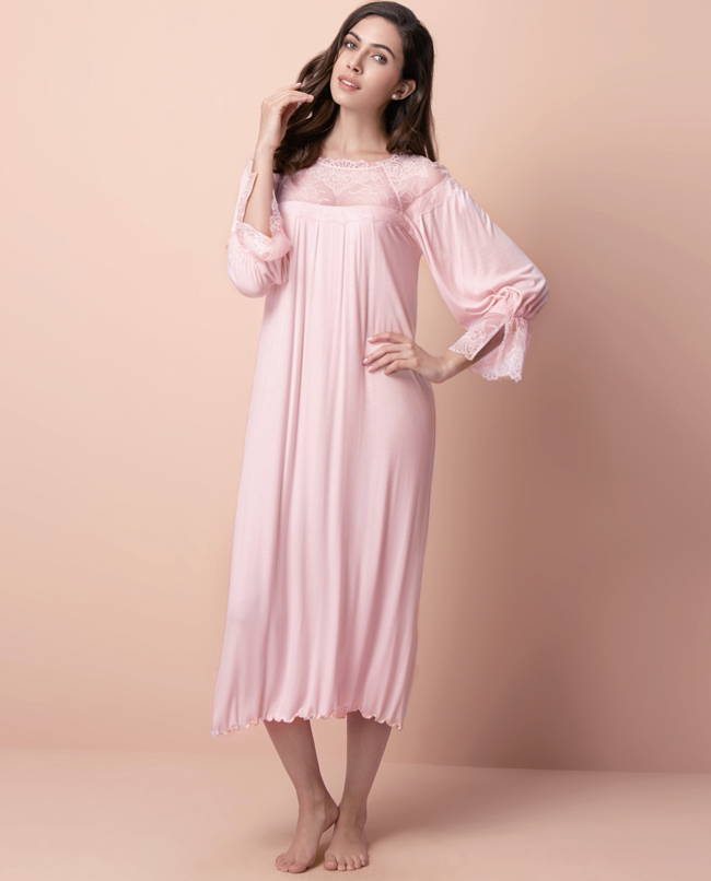 爱慕沉醉后花园长款家居睡裙am44fs1