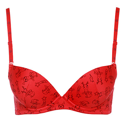 爱美丽泡泡龙光面印花本命年红色舒适聚拢内衣文胸女im11e91